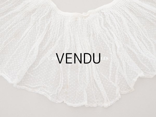 画像4: アンティーク 幅広 ドットのフリルレース エクリュ 16cm幅 39cm チュールレース (4)