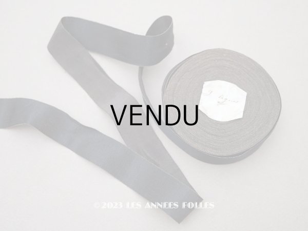 画像1: 19世紀末 アンティーク シルク製 サテンリボン ブラック＆ブラウン ダブルフェイス　幅2cm  (1)