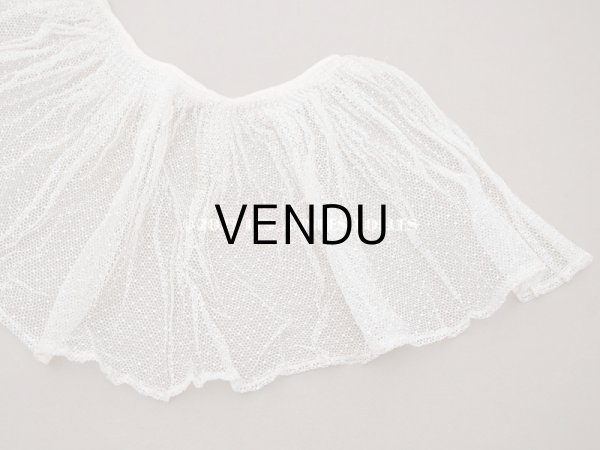 画像5: アンティーク 幅広 ドットのフリルレース エクリュ 16cm幅 39cm チュールレース (5)