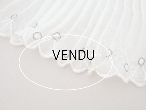画像11: アンティーク スカラップ プリーツリボン ドット刺繍入り 7.8cm幅 コットンオーガンジー (11)
