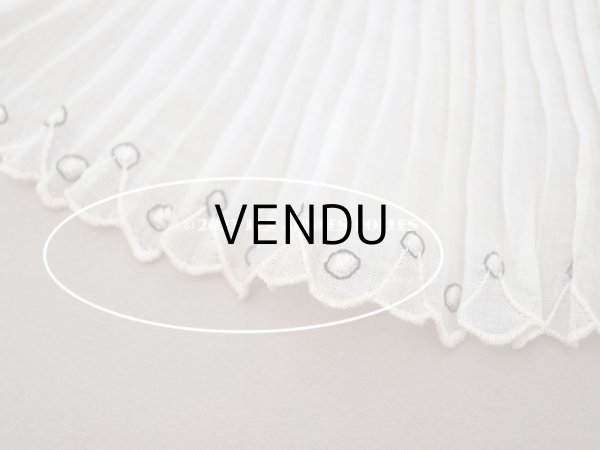 画像13: アンティーク スカラップ プリーツリボン ドット刺繍入り 7.8cm幅 コットンオーガンジー (13)