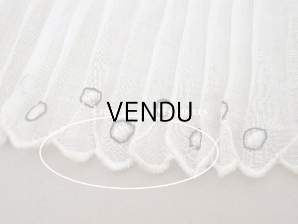 画像8: アンティーク スカラップ プリーツリボン ドット刺繍入り 7.8cm幅 コットンオーガンジー (8)