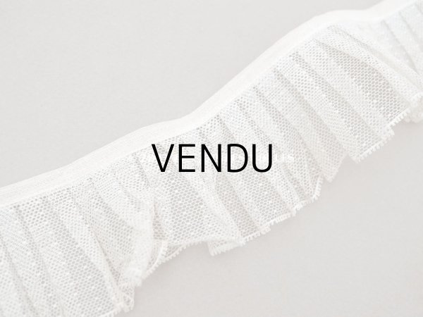 画像3: アンティーク ドット柄　プリーツレース 5.5cm幅 オフホワイト＆淡いピンク (3)