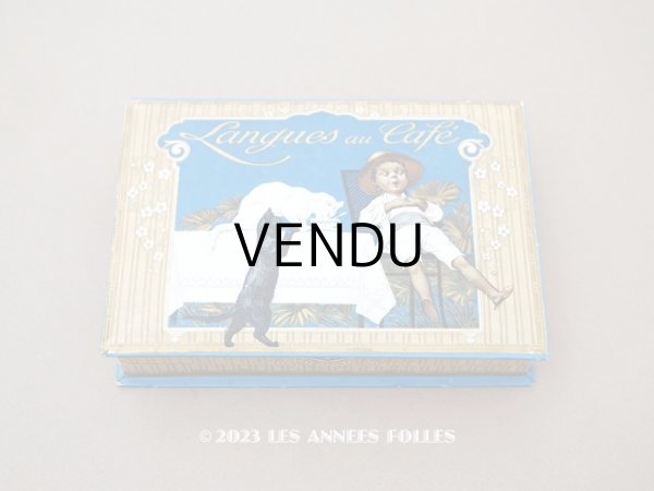 画像1: アンティーク ラングドシャのお菓子箱  LANGUES AU CAFE (1)