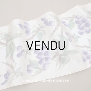 画像: 新品同様 19世紀 アンティーク シルク製 幅広リボン ほぐし織り チェリー柄 幅16.2cm
