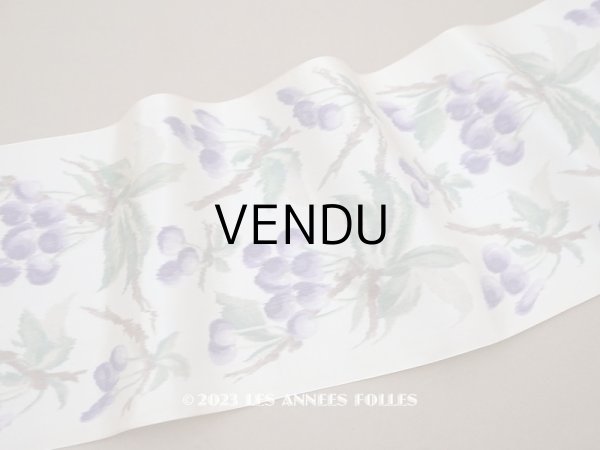 画像1: 新品同様　19世紀 アンティーク シルク製 幅広リボン ほぐし織り チェリー柄  幅16.2cm (1)