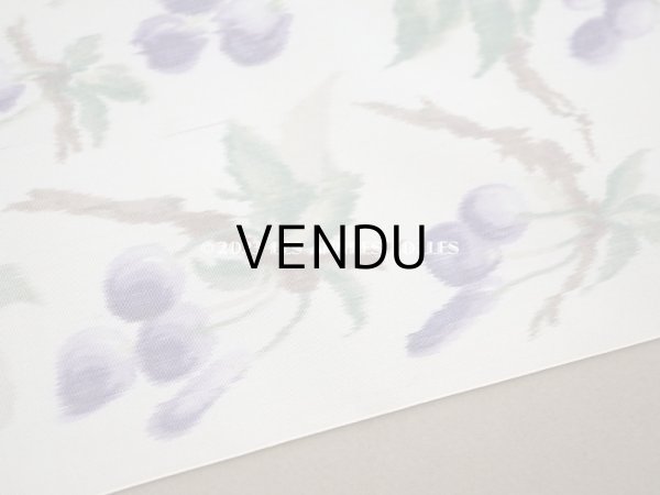画像4: 新品同様　19世紀 アンティーク シルク製 幅広リボン ほぐし織り チェリー柄  幅16.2cm (4)