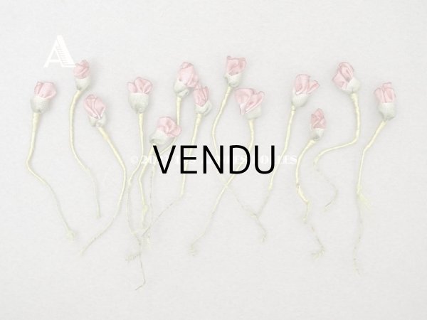 画像3: 19世紀末 アンティーク シルク製 ロココモチーフ　12点セット 未使用　オールドローズ色 (3)