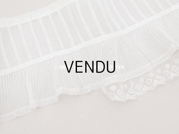 画像8: 1900年頃 アンティーク 幅広 ドレスの裾  プリーツ入り レース付 1.9m 幅21.5cm　コットンオーガンジー (8)
