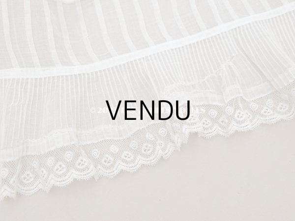 画像11: 1900年頃 アンティーク 幅広 ドレスの裾  プリーツ入り レース付 1.9m 幅21.5cm　コットンオーガンジー (11)