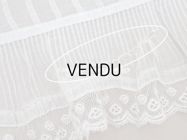 画像13: 1900年頃 アンティーク 幅広 ドレスの裾  プリーツ入り レース付 1.9m 幅21.5cm　コットンオーガンジー (13)