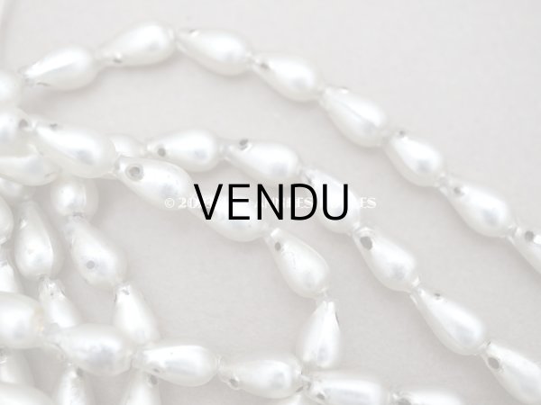 画像6: アンティーク スフレビーズ 4穴　ドロップ型 シルバー　5×9mm 約270ピース　吹きガラス製 ビーズ (6)