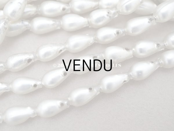 画像5: アンティーク スフレビーズ 4穴　ドロップ型 シルバー　5×9mm 約270ピース　吹きガラス製 ビーズ (5)