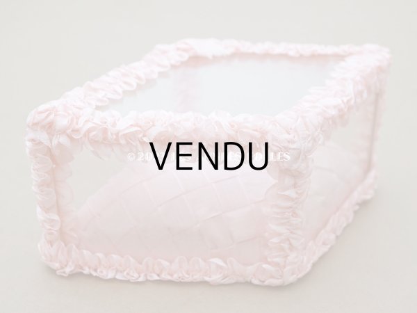 画像12: アンティーク リボンワークのジュエリーボックス パウダーピンク ガラスケース (12)