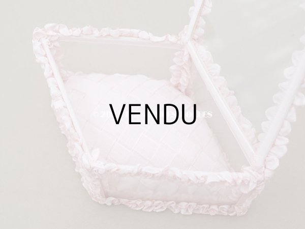 画像7: アンティーク リボンワークのジュエリーボックス パウダーピンク ガラスケース (7)