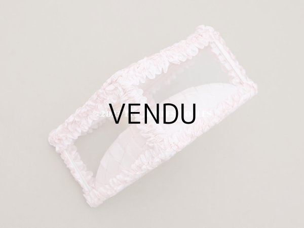 画像10: アンティーク リボンワークのジュエリーボックス パウダーピンク ガラスケース (10)