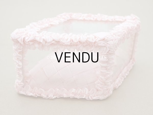 画像14: アンティーク リボンワークのジュエリーボックス パウダーピンク ガラスケース (14)