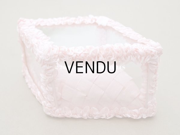 画像13: アンティーク リボンワークのジュエリーボックス パウダーピンク ガラスケース (13)