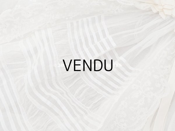 画像10: アンティーク 洗礼式のベビードレス パフスリーブ 手刺繍の花模様＆レース＆オレンジベージュのリボン (10)