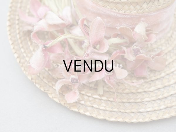 画像4: アンティーク ドール用 ストローハット ピンクの菫の布花 (4)