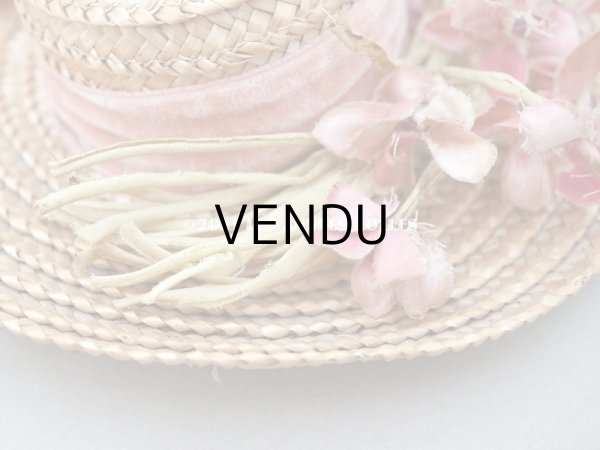 画像5: アンティーク ドール用 ストローハット ピンクの菫の布花 (5)