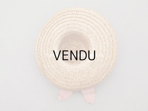 画像6: アンティーク ドール用 ストローハット ピンクの菫の布花 (6)