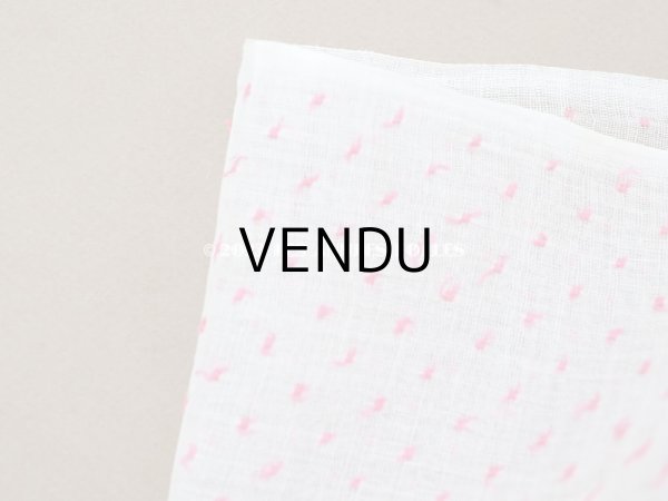 画像5: アンティーク  ピンクの小さなドット刺繍入り コットン生地 78×145cm (5)