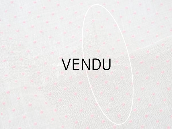 画像11: アンティーク  ピンクの小さなドット刺繍入り コットン生地 78×145cm (11)