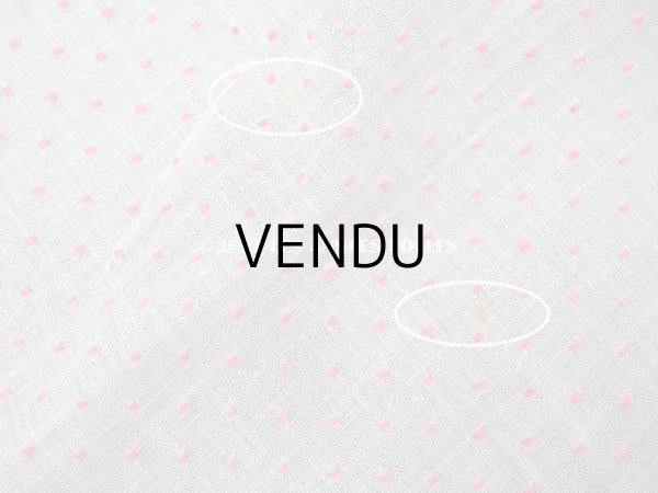 画像9: アンティーク  ピンクの小さなドット刺繍入り コットン生地 78×145cm (9)