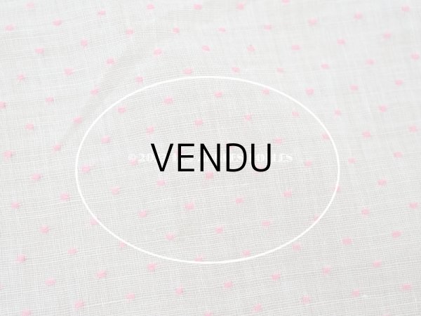 画像8: アンティーク  ピンクの小さなドット刺繍入り コットン生地 78×145cm (8)