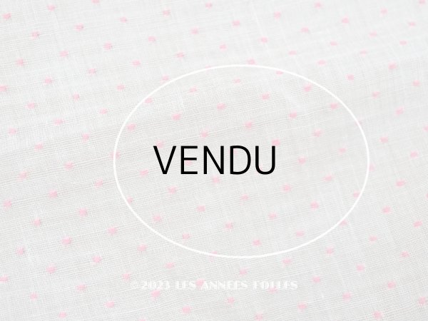 画像7: アンティーク  ピンクの小さなドット刺繍入り コットン生地 78×145cm (7)