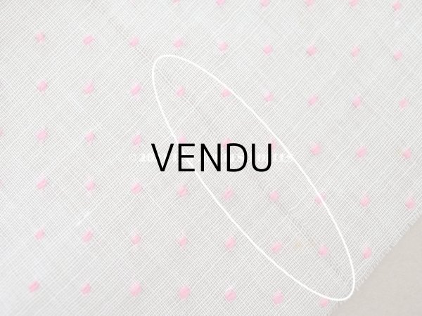 画像12: アンティーク  ピンクの小さなドット刺繍入り コットン生地 78×145cm (12)