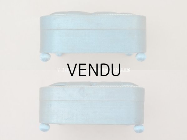 画像7: 1891年 アンティーク シルク製クッション　チョコレートボックス　お菓子箱 スモーキーブルー (7)