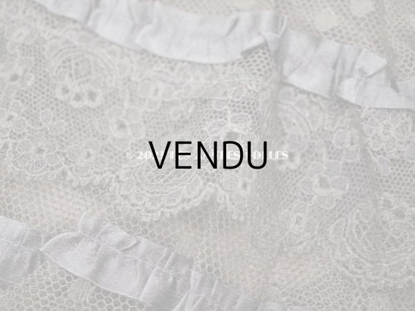 画像8: 1900年頃 アンティーク  53cm幅  ドレスの裾 ドットのチュール＆シルクサテンリボン　黒＆ブラウン  約320cm   (8)