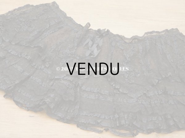 画像11: 1900年頃 アンティーク  53cm幅  ドレスの裾 ドットのチュール＆シルクサテンリボン　黒＆ブラウン  約320cm   (11)