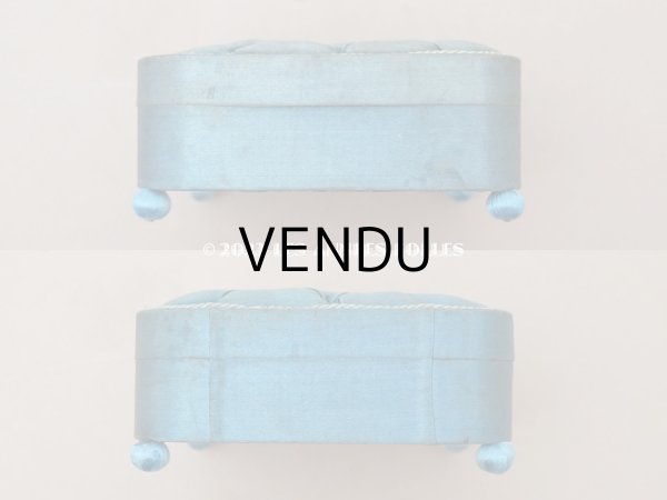 画像6: 1891年 アンティーク シルク製クッション　チョコレートボックス　お菓子箱 スモーキーブルー (6)