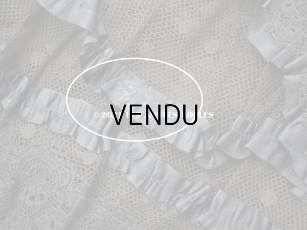 画像16: 1900年頃 アンティーク  53cm幅  ドレスの裾 ドットのチュール＆シルクサテンリボン　黒＆ブラウン  約320cm   (16)