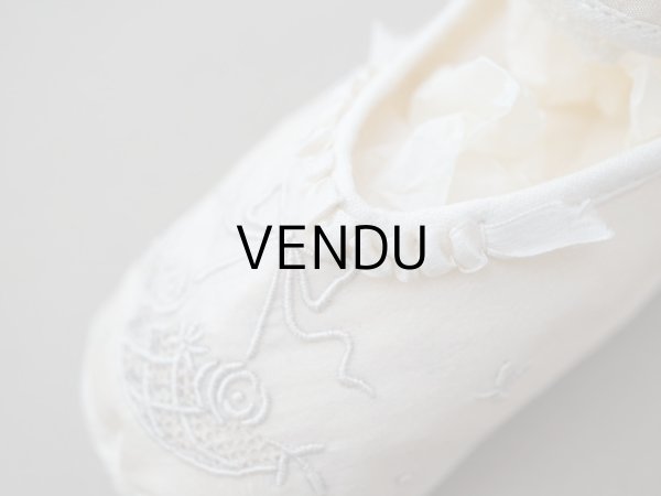 画像7: アンティーク ベビーシューズ エクリュ リボン柄の手刺繍入り  (7)