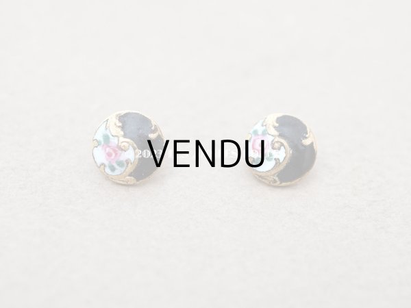 画像2: アンティーク ドール用 極小 エナメル ボタン 薔薇 ハンドペイント 8mm (2)