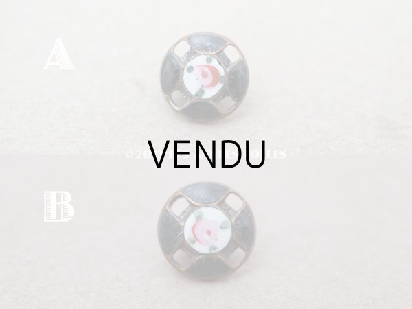 画像2: アンティーク ドール用 極小 エナメル ボタン 薔薇 ハンドペイント 8mm (2)