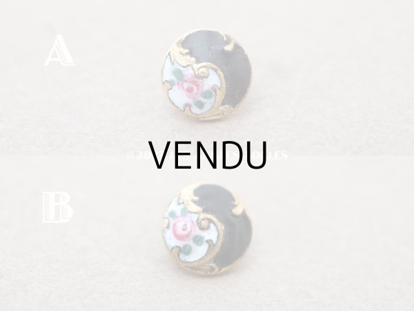 画像3: アンティーク ドール用 極小 エナメル ボタン 薔薇 ハンドペイント 8mm (3)