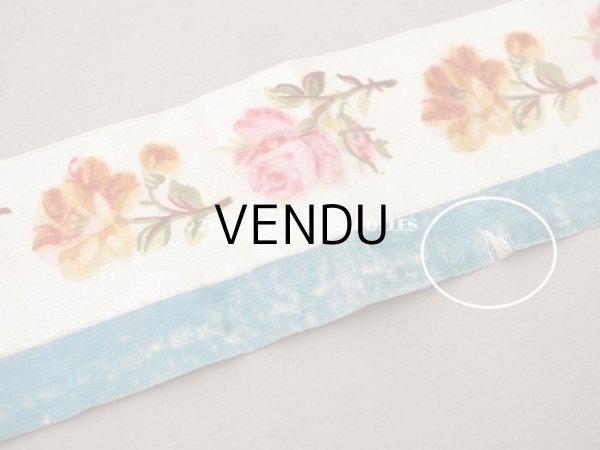 画像6: 19世紀 アンティーク シルク製 リボン ベルベットの薔薇模様 1.05m 6cm幅  (6)