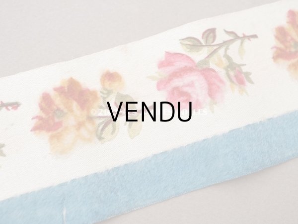 画像7: 19世紀 アンティーク シルク製 リボン ベルベットの薔薇模様 1.05m 6cm幅  (7)