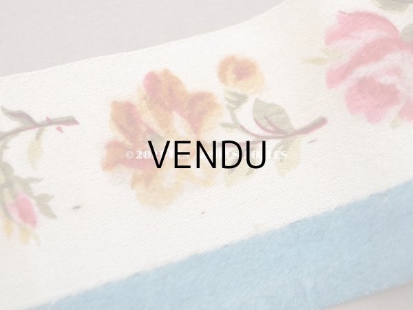 画像3: 19世紀 アンティーク シルク製 リボン ベルベットの薔薇模様 1.05m 6cm幅  (3)