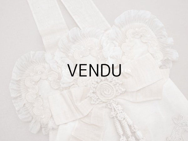 画像4: 1900年頃 アンティーク  シルク製　初聖体のオモニエール エクリュ＆ベージュ (4)