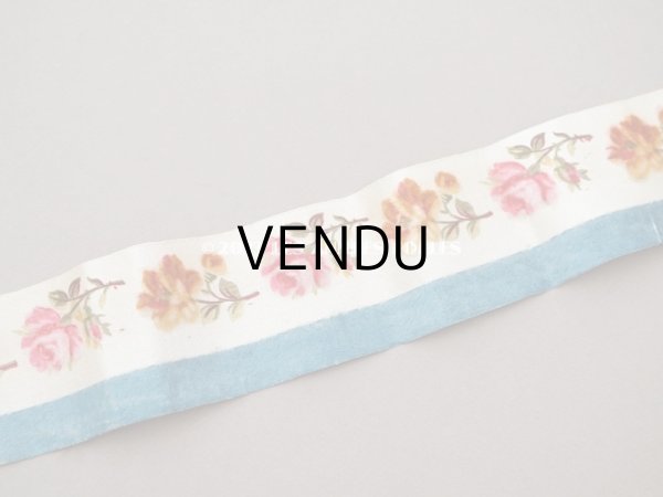 画像4: 19世紀 アンティーク シルク製 リボン ベルベットの薔薇模様 1.05m 6cm幅  (4)