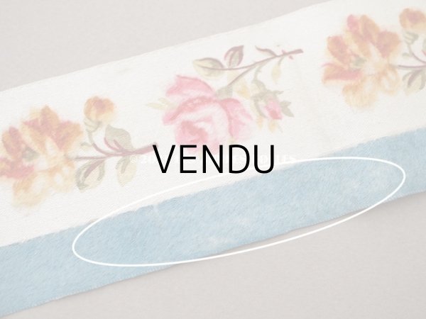 画像5: 19世紀 アンティーク シルク製 リボン ベルベットの薔薇模様 1.05m 6cm幅  (5)