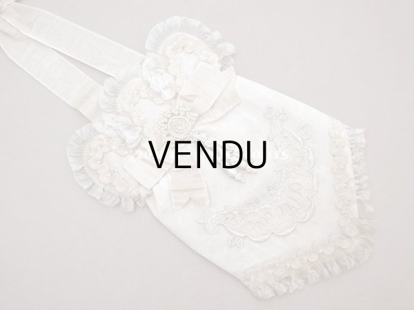画像3: 1900年頃 アンティーク  シルク製　初聖体のオモニエール エクリュ＆ベージュ (3)