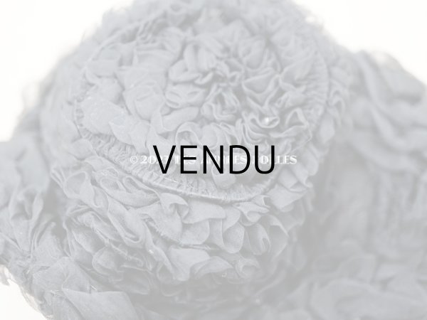 画像10: 1900年頃 アンティーク ドールハット 黒いシルクシフォンのフリル　ヴェルサイユの帽子店 (10)