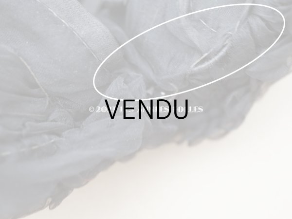 画像14: 1900年頃 アンティーク ドールハット 黒いシルクシフォンのフリル　ヴェルサイユの帽子店 (14)